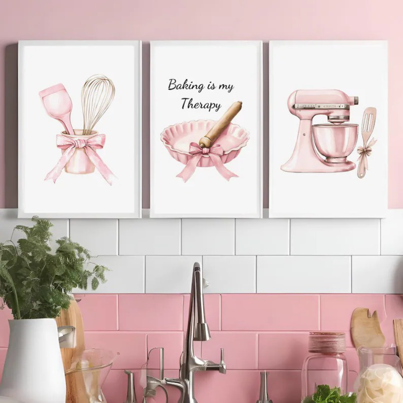 Kitchen And Baking Life - Retro Pink Dapur Lucu Mixer &