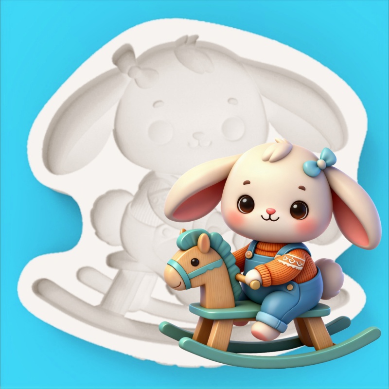 Silicone Cake Mold - Cetakan Silikon dengan Desain Kelinci Ceria