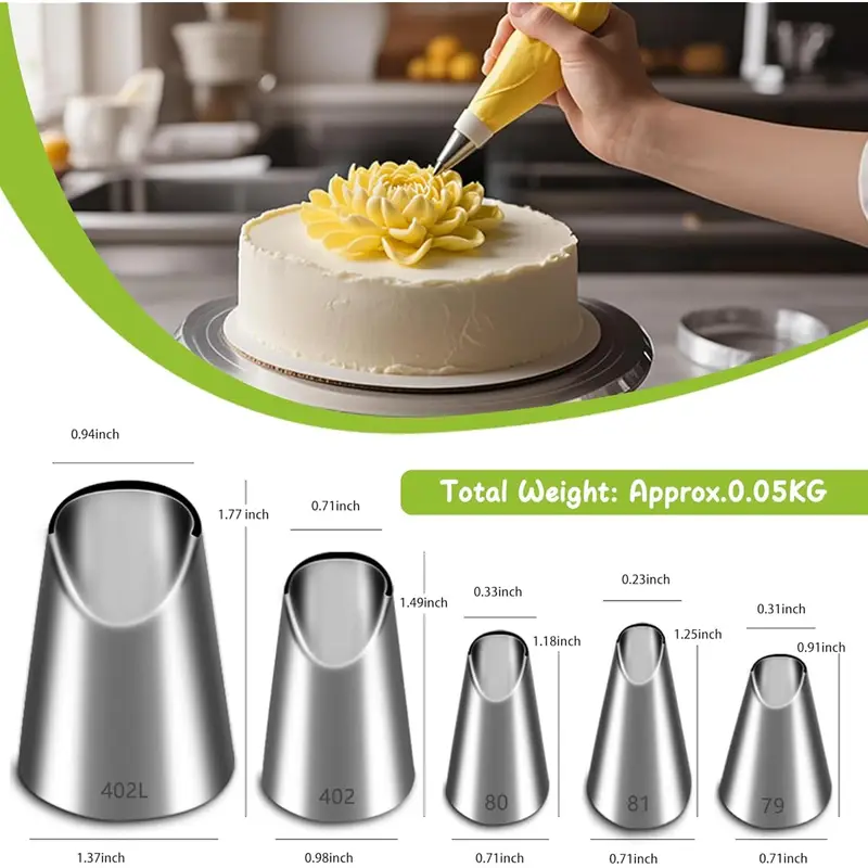 5 Buah Set Nozel Pipa Baja Tah - Kitchen Baking Decor ulasan dan harga