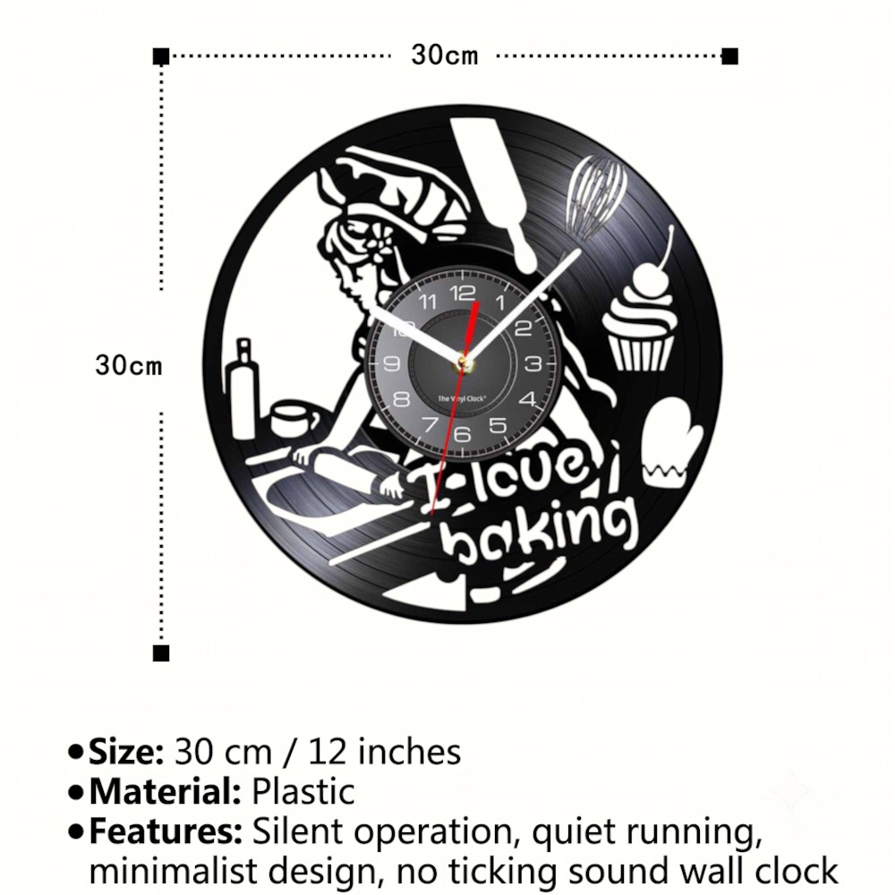 Jam Dinding Vinyl Bertema Baki - Kitchen And Baking Life ulasan dan harga
